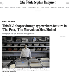 The Philadelphia Inquirer: This N.J. shop's vintage typewriters feature in 'The Post,' 'The Marvelous Mrs. Maisel'